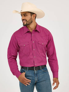 20X™ Stretch Fit Cranberry Geo Print Men's Shirt by Wrangler®