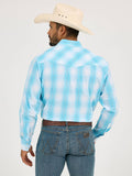 20X™ Stretch Fit Blue & White Plaid Men's Shirt by Wrangler®