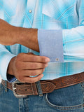 20X™ Stretch Fit Blue & White Plaid Men's Shirt by Wrangler®