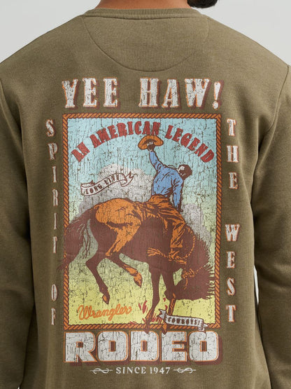 Olive 'Yee Haw' Crew Neck Men's Sweater by Wrangler®