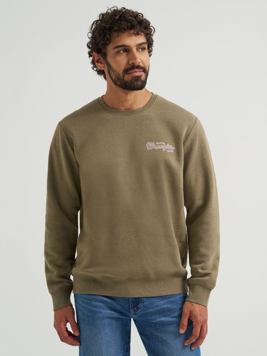 Olive 'Yee Haw' Crew Neck Men's Sweater by Wrangler®