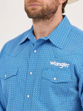 Blue Geo Print Logo Men's Shirt by Wrangler®