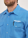 Blue Geo Print Logo Men's Shirt by Wrangler®