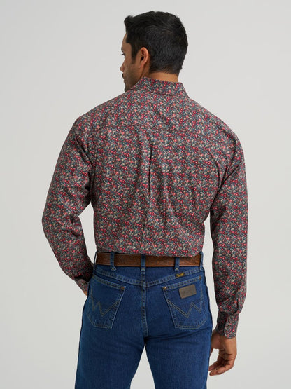 George Strait™ Teal Floral Print Men's Shirt by Wrangler®