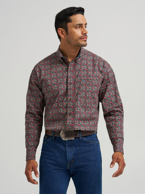 George Strait™ Teal Floral Print Men's Shirt by Wrangler®