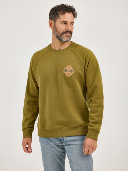Olive 'Spirit of the West' Crew Neck Men's Sweater by Wrangler®