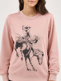 Retro™ Powder Pink 'Bronco' Crew Neck Women's Sweater by Wrangler®