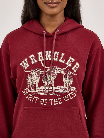 Retro™ Burgundy 'Spirit of the West' Women's Hoodie by Wrangler®