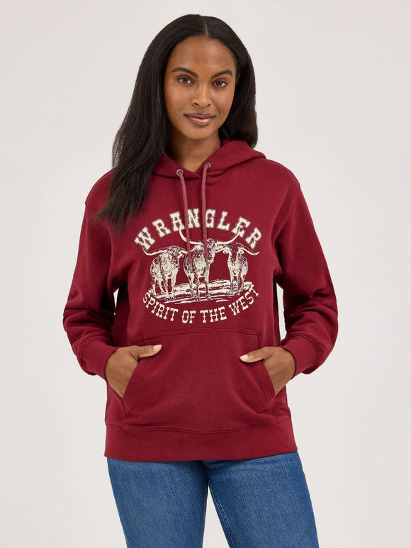 Retro™ Burgundy 'Spirit of the West' Women's Hoodie by Wrangler®
