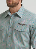 Teal Geo Print Logo Men's Shirt by Wrangler®