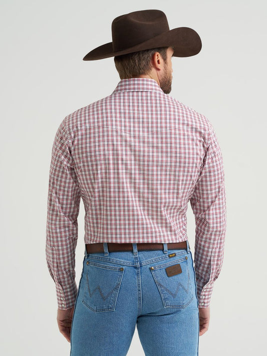 Classic Fit White Plaid Men's Shirt by Wrangler®