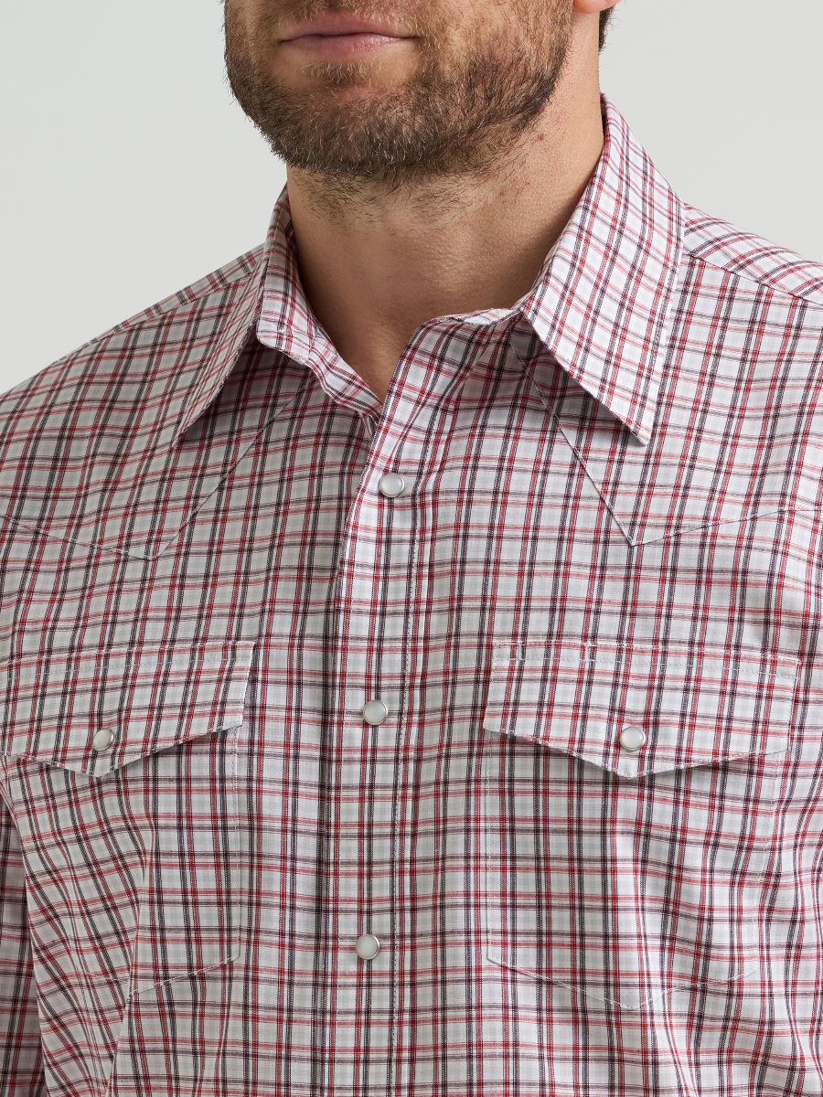 Classic Fit White Plaid Men's Shirt by Wrangler®