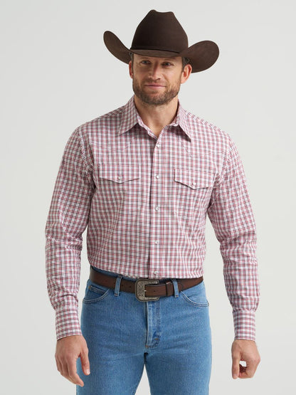 Classic Fit White Plaid Men's Shirt by Wrangler®