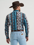 Checotah™ Blue & Black Southwest Print Men's Shirt by Wrangler®