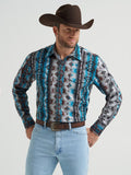 Checotah™ Blue & Black Southwest Print Men's Shirt by Wrangler®