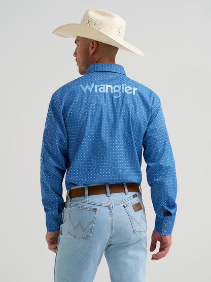 Blue Geo Print Logo Men's Shirt by Wrangler®