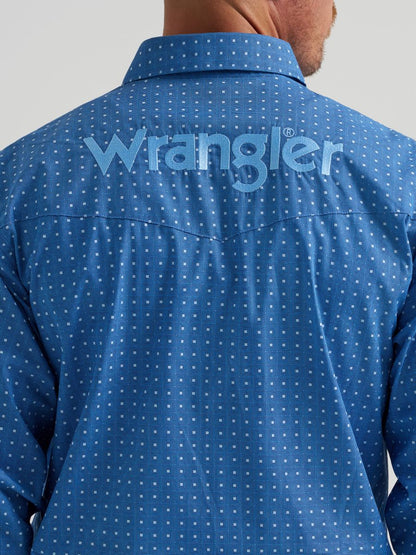 Blue Geo Print Logo Men's Shirt by Wrangler®