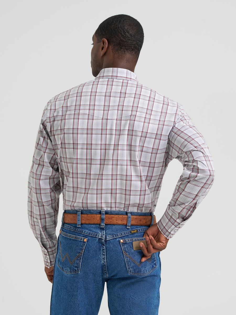Grey Plaid Classic Fit Men's Shirt by Wrangler®