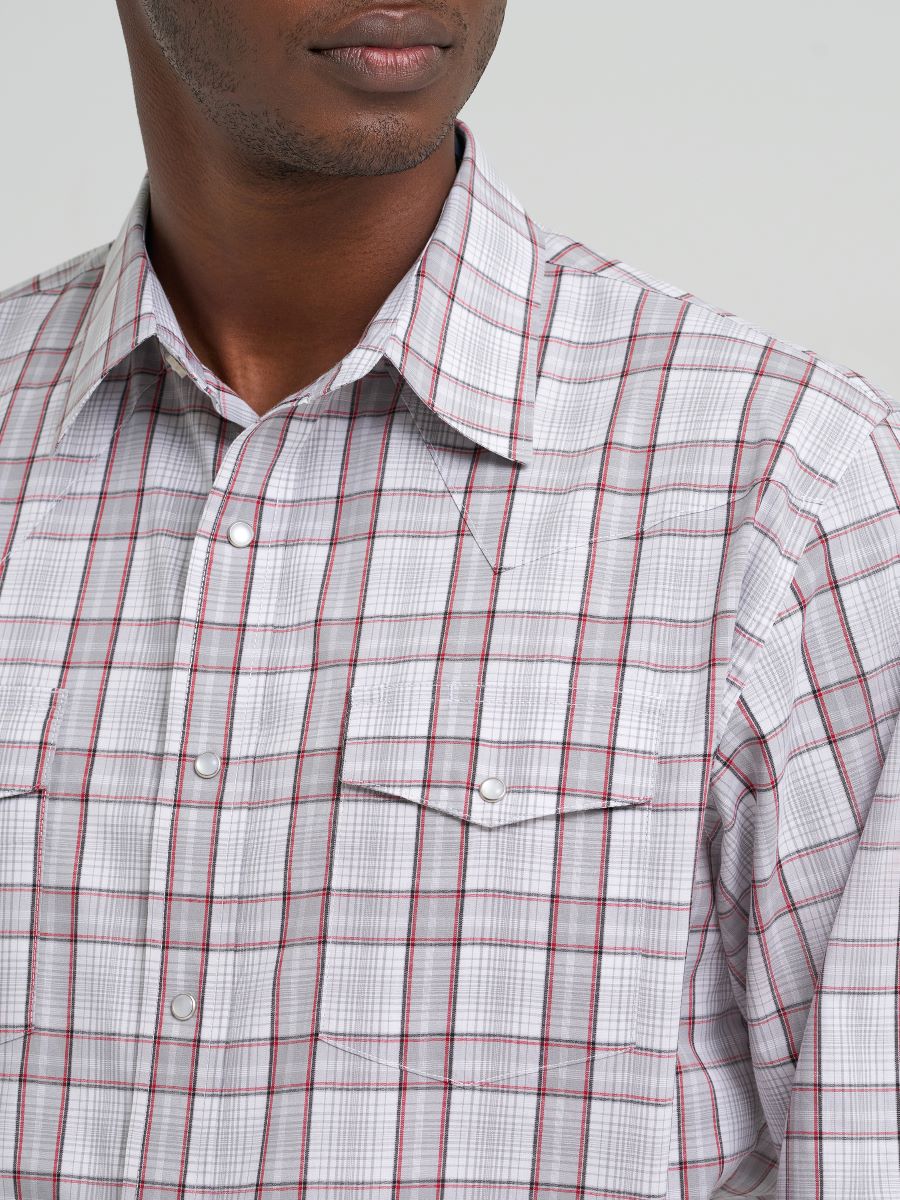 Grey Plaid Classic Fit Men's Shirt by Wrangler®
