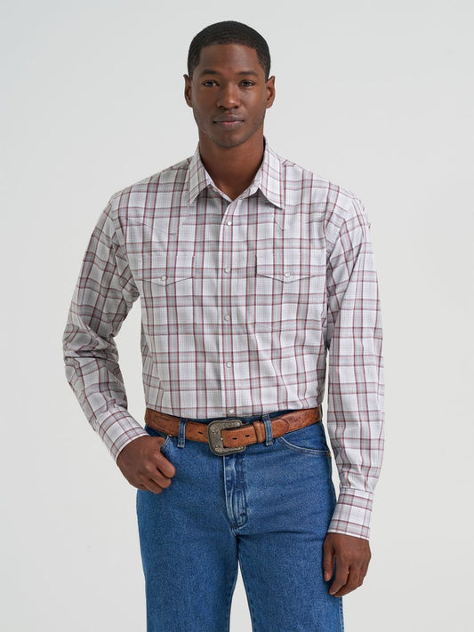 Grey Plaid Classic Fit Men's Shirt by Wrangler®