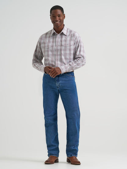 Grey Plaid Classic Fit Men's Shirt by Wrangler®