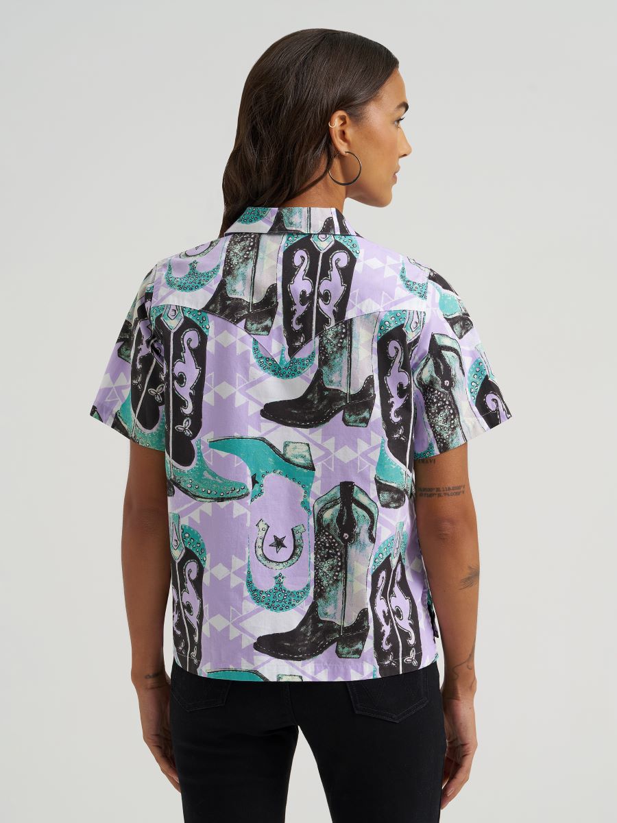 Retro™ Boot Print Short Sleeve Women's Top by Wrangler®