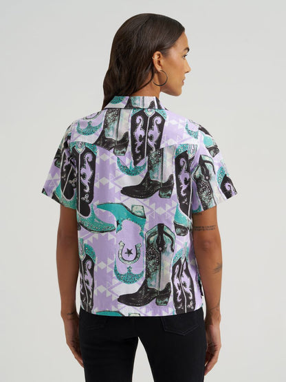 Retro™ Boot Print Short Sleeve Women's Top by Wrangler®