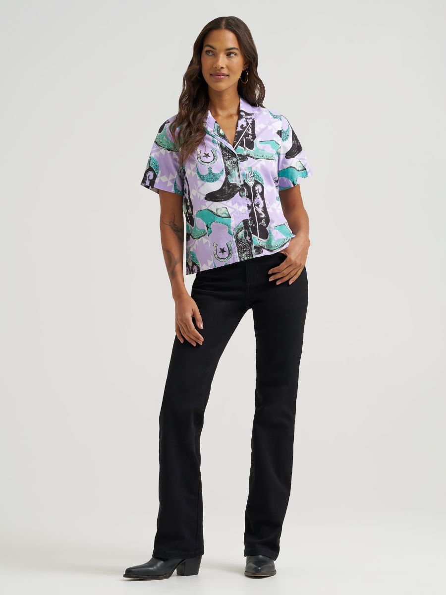 Retro™ Boot Print Short Sleeve Women's Top by Wrangler®