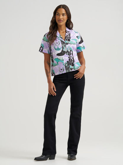 Retro™ Boot Print Short Sleeve Women's Top by Wrangler®