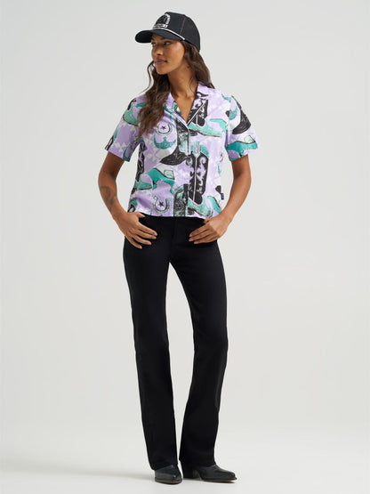 Retro™ Boot Print Short Sleeve Women's Top by Wrangler®