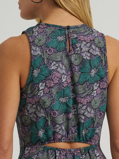 Close-up of a floral-patterned top with a neutral background