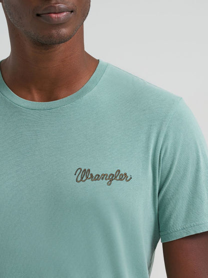 Oil Blue Kneeling Cowboy Men's T-Shirt by Wrangler®