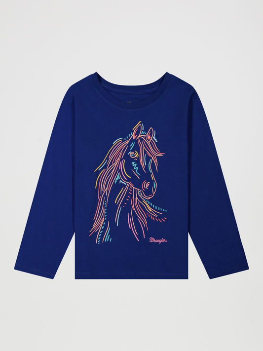 Colorful Horse Graphic Long Sleeve Girl's Shirt by Wrangler®