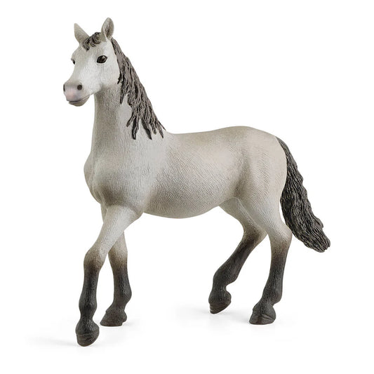 Gray Schleich toy horse figurine on a white background