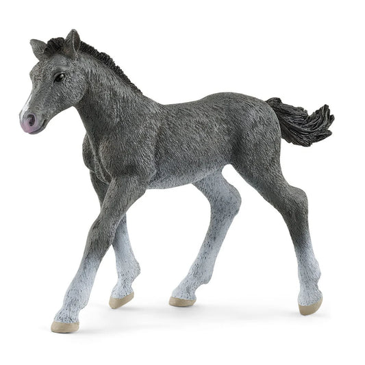Schleich gray toy horse figurine on a white background