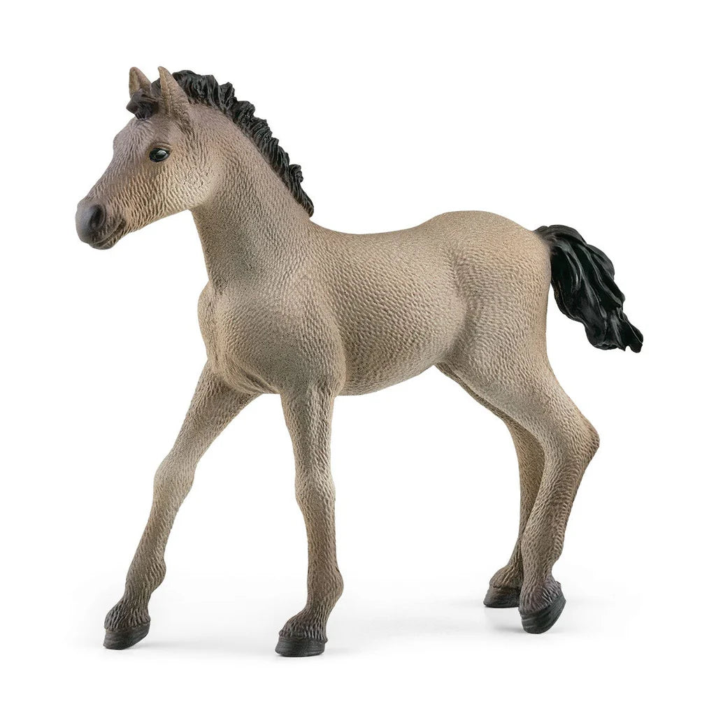 Gray Schleich toy horse figure on a white background