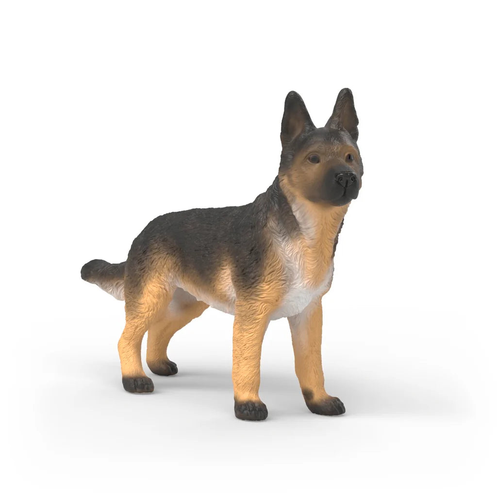 german shepherd Schleich model on white background