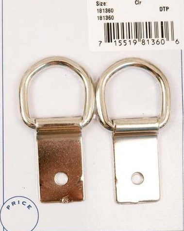 Two metal ring clips with a barcode label on a white background