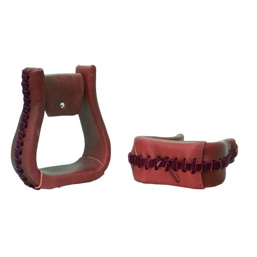 Leather Covered Visalia Stirrups by Western Rawhide®