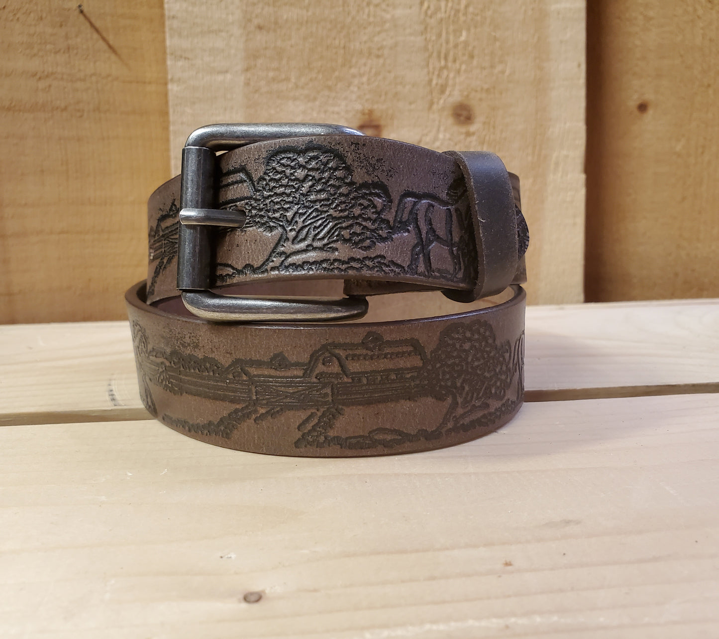 Vintage 'Horse Farm' Leather Youth Belt