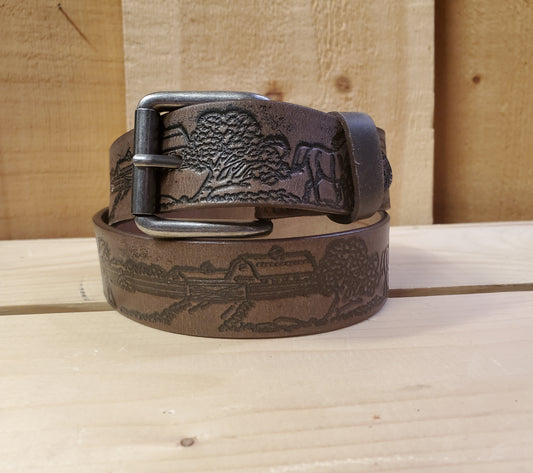 Vintage 'Horse Farm' Leather Youth Belt