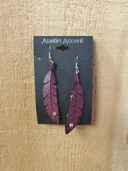 Leather Feather Earrings by Austin Accents