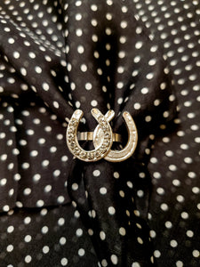 Double Silver Horseshoe With Bling Scarf Slide by Austin Accents®