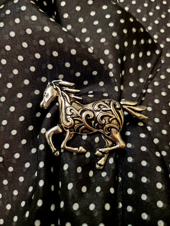 Silver Running Horse Scarf Slide by Austin Accents®