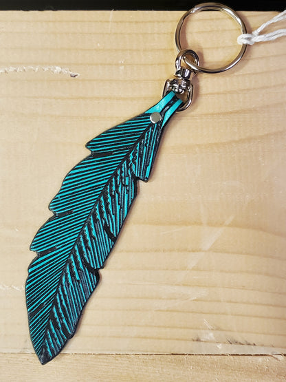 Leather Feather Keychain