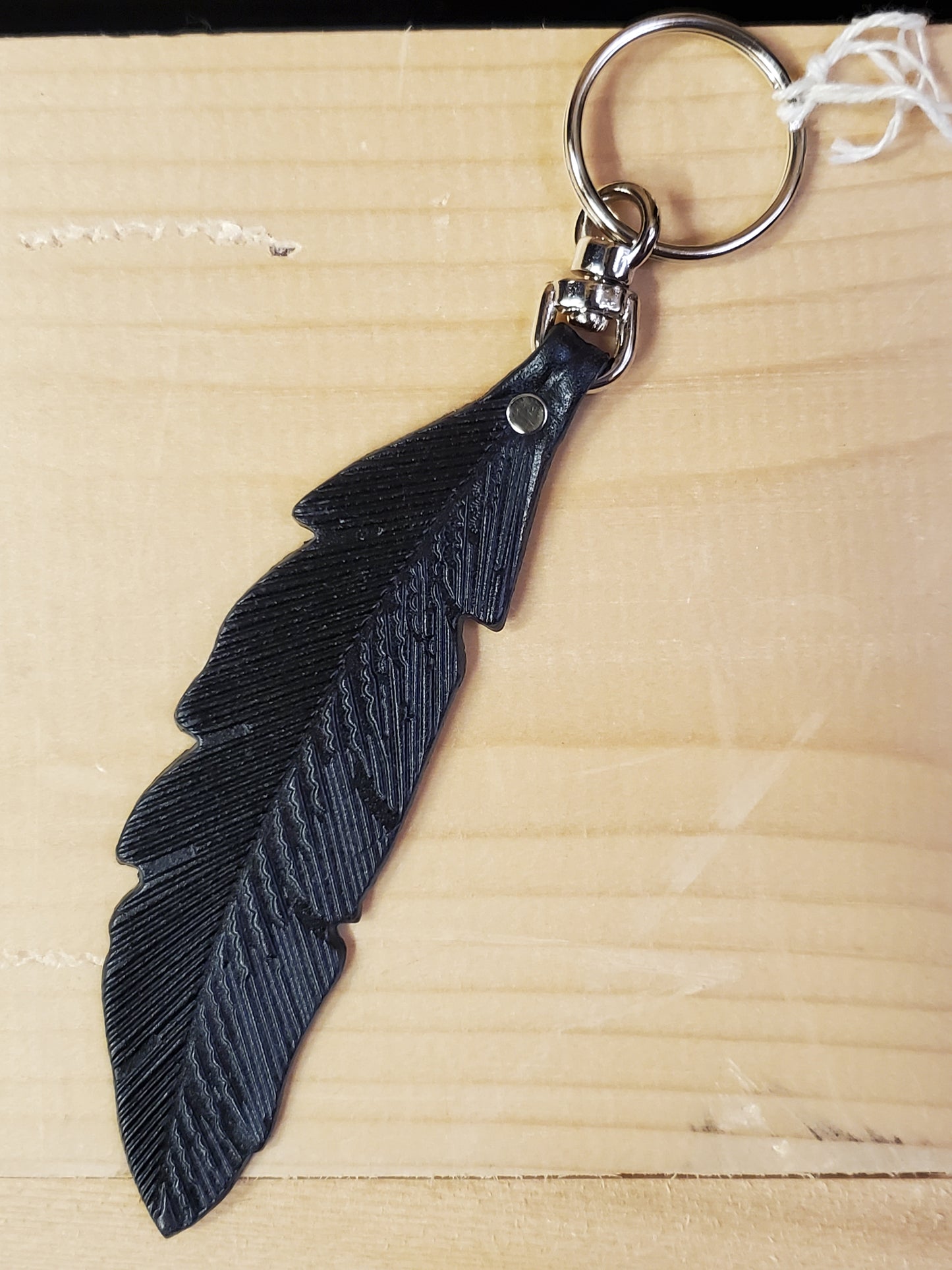 Leather Feather Keychain