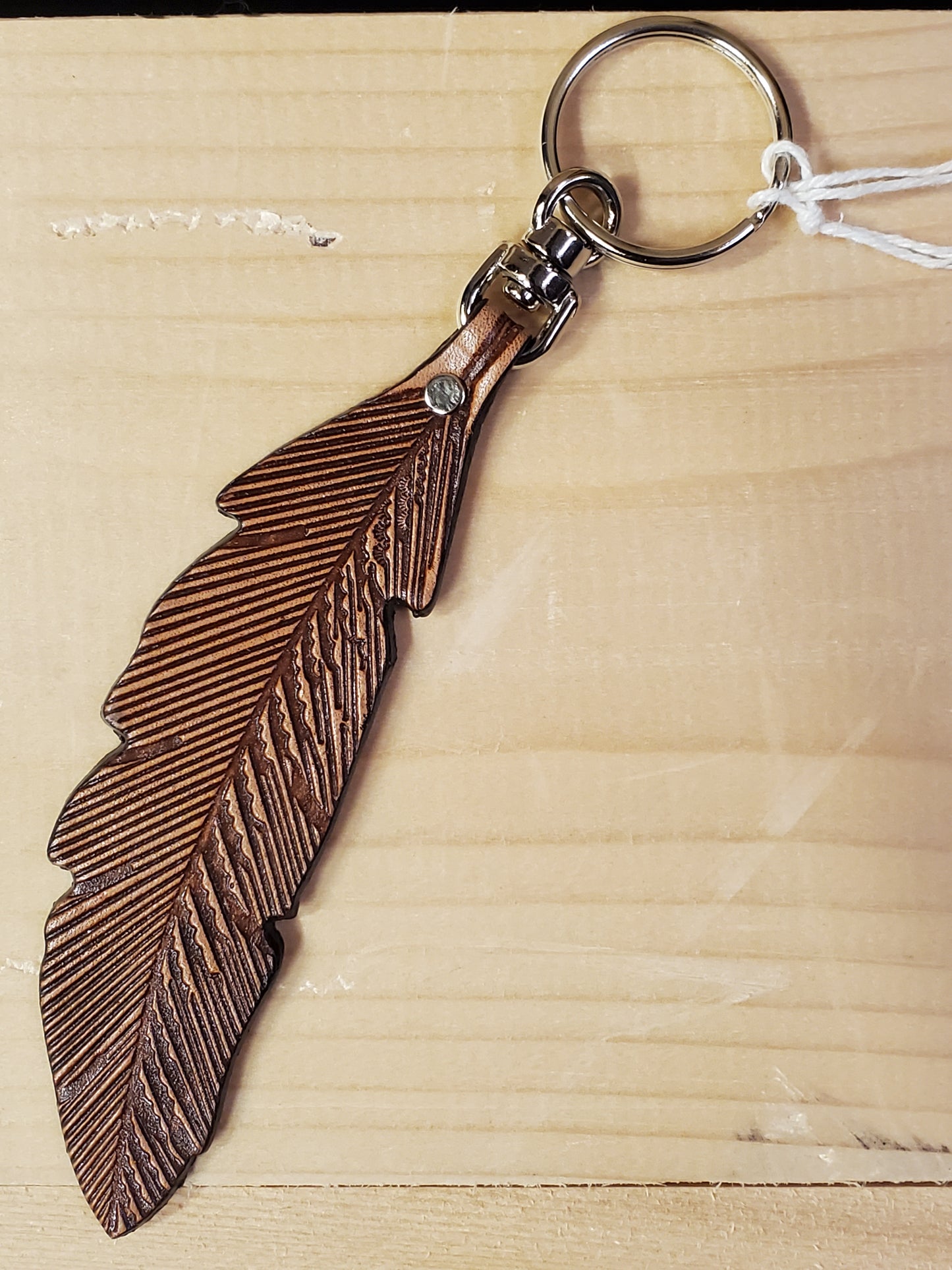 Leather Feather Keychain