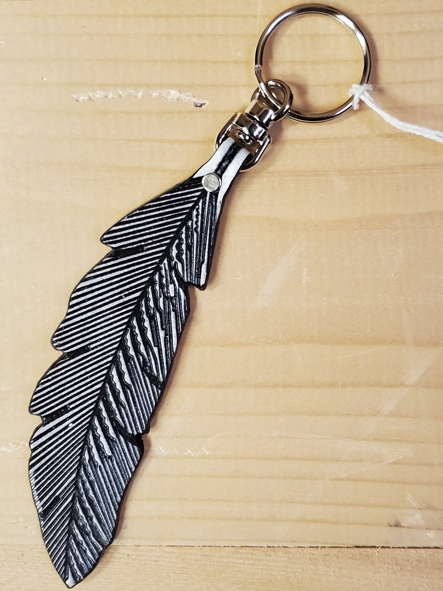Leather Feather Keychain