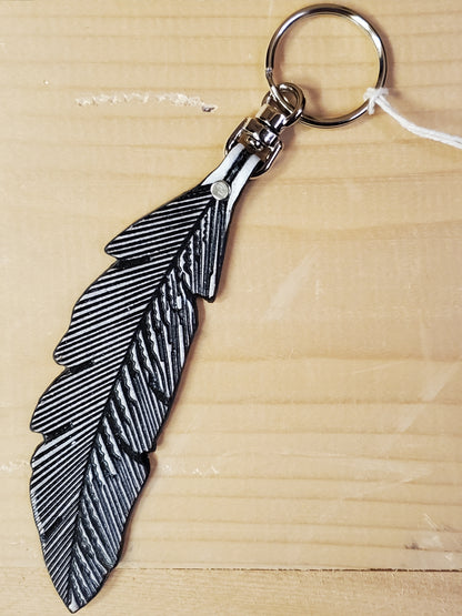 Leather Feather Keychain