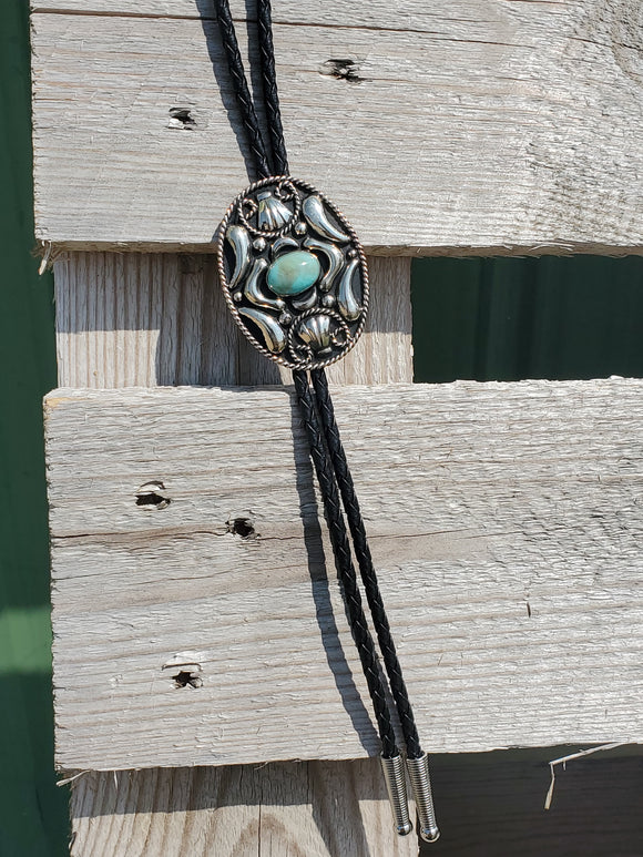 Oval With Turquoise Stone Bolo Tie